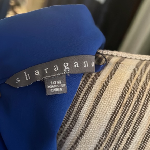 ๐ 1 hour sale. Sharagano, blue dress, SLIMMING, size 14W - Picture 6 of 8
